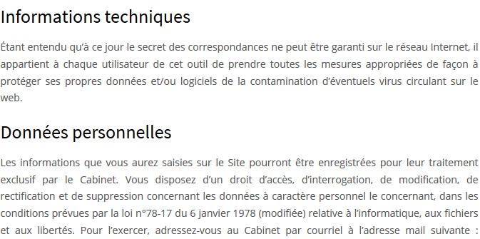 Informations et données personnelles